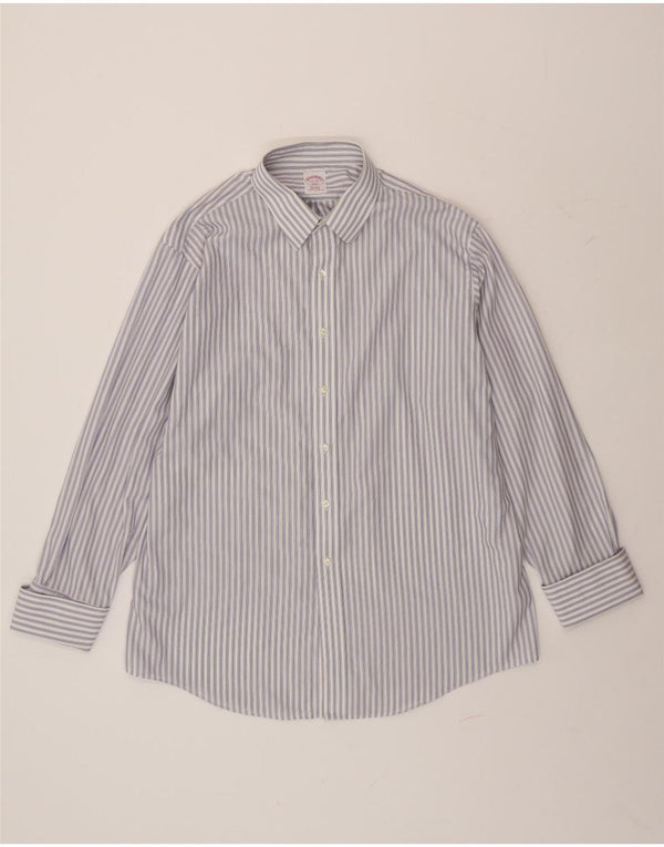 BROOKS BROTHERS Mens Regular Fit Formal Shirt Size 17 XL Blue Pinstripe