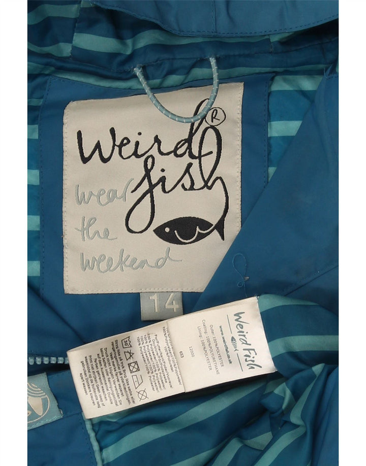 Giacca a vento con cappuccio da donna Weird Fish UK 14 Large Blue Striped