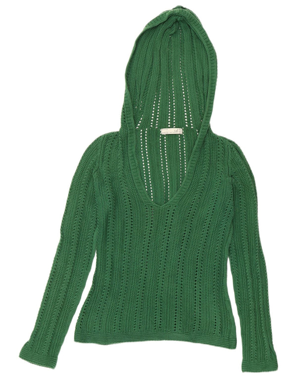 Maglione con cappuccio da donna ZARA UK 10 piccolo cotone verde