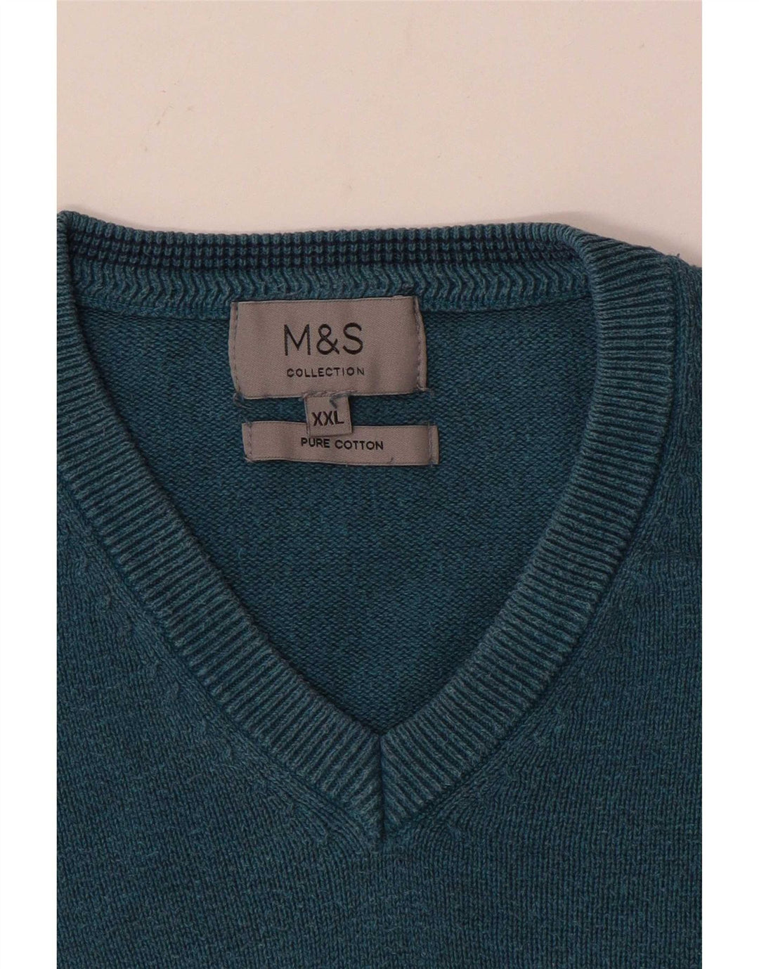 Maglione maglione con scollo a V da uomo Marks & Spencer 2XL cotone blu