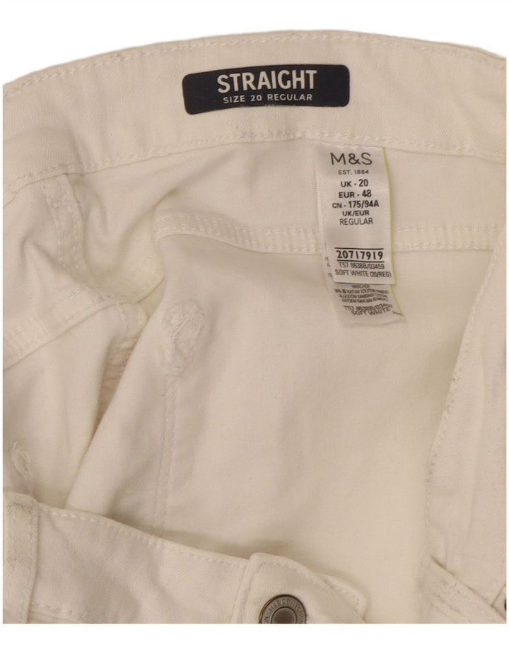 Jeans dritti regolari da donna Marks & Spencer UK 20 2XL W40 L29 Bianco