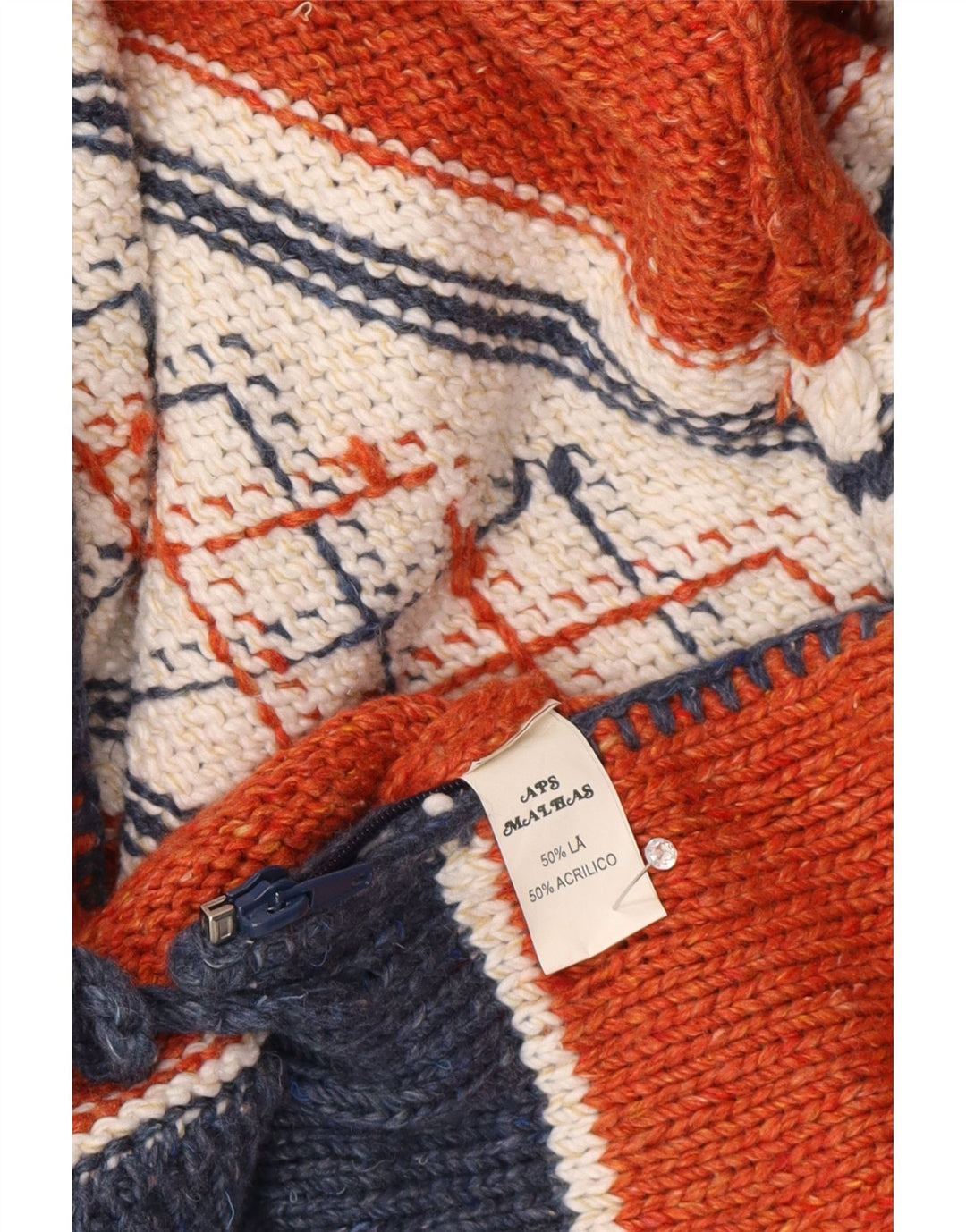 Maglione cardigan con cappuccio da donna APS Malhas UK 12 Arancione medio geometrico