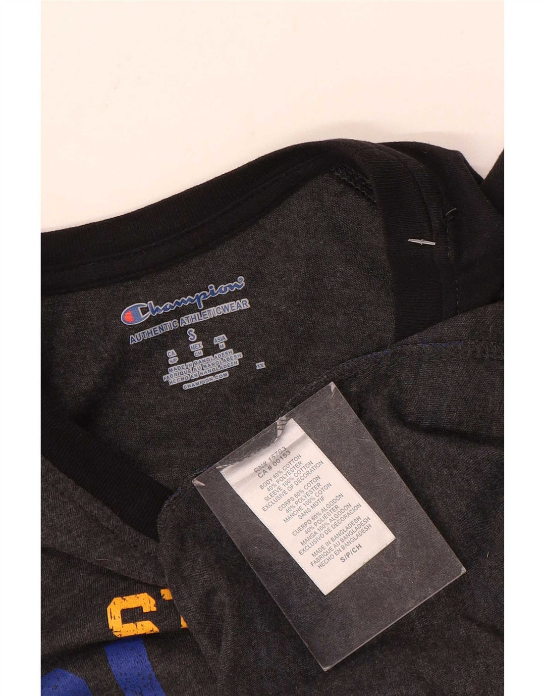 Champion Top grafico da uomo a maniche lunghe in cotone color block grigio piccolo