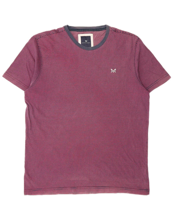 Crew Clothing T-shirt da uomo Top grande in cotone gessato bordeaux