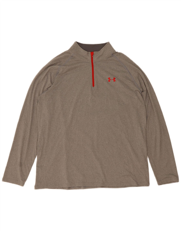 Maglietta Under Armour da uomo Heat Gear con zip e collo pullover XL grigia