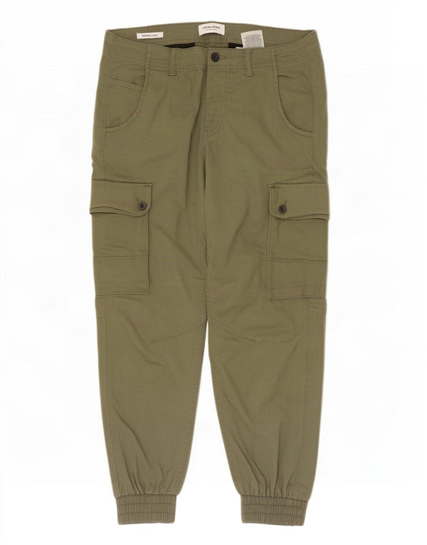 Pantaloni cargo da uomo Jack & Jones Paul affusolati Joggers W30 L26 cotone kaki