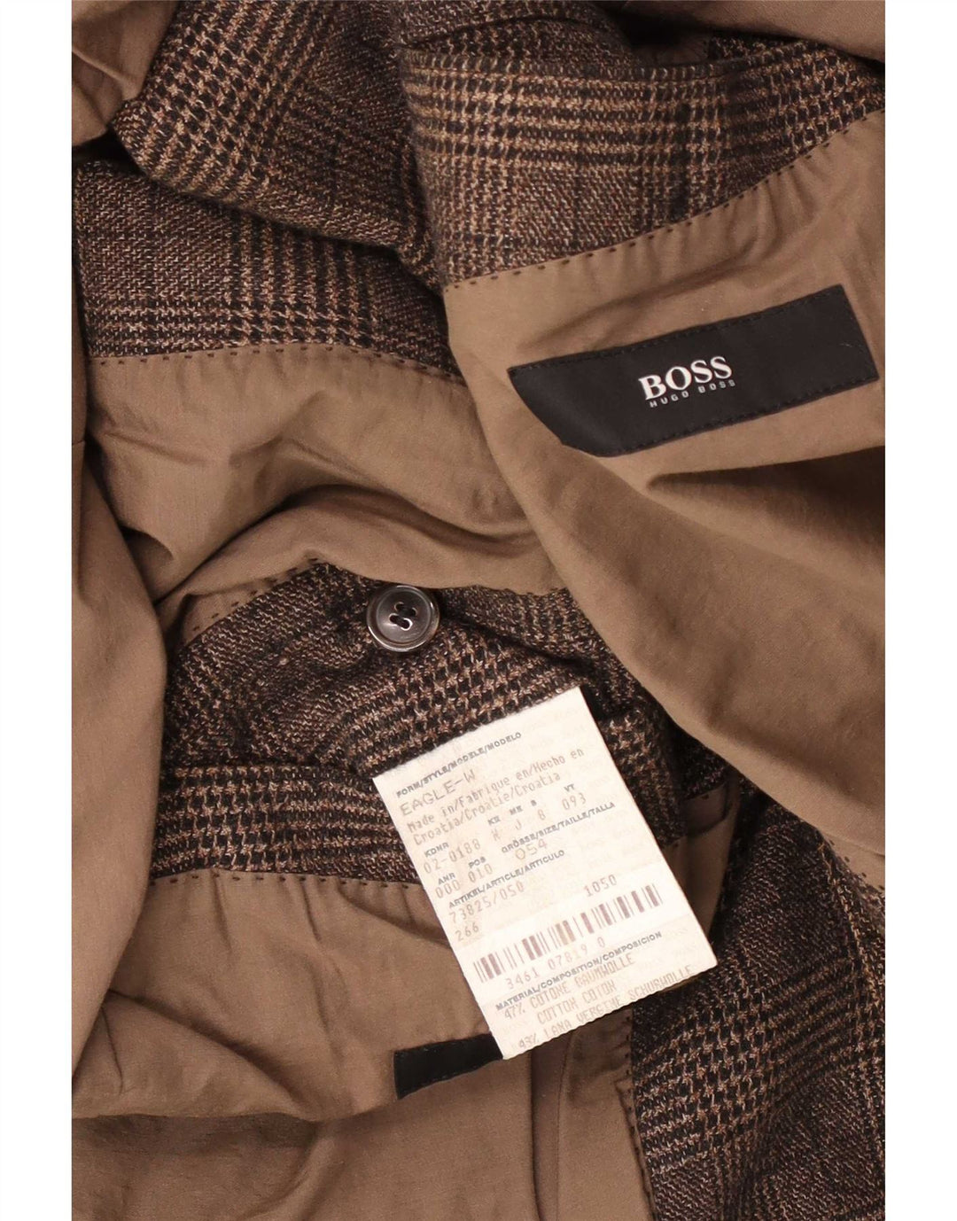 Giacca blazer da uomo a 2 bottoni Hugo Boss EU 52 2XL cotone a quadri marrone