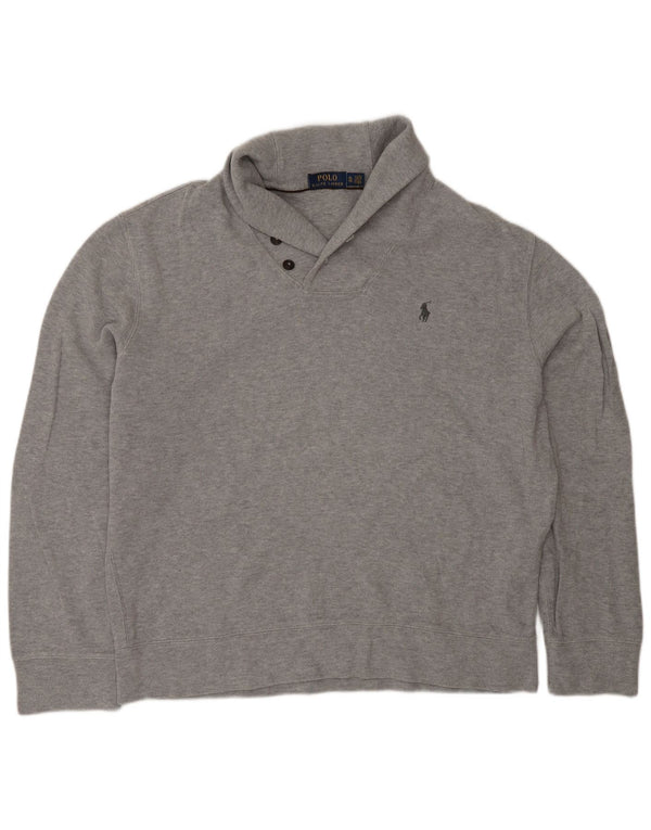 Polo Ralph Lauren Maglione da uomo con collo a scialle XL in cotone grigio