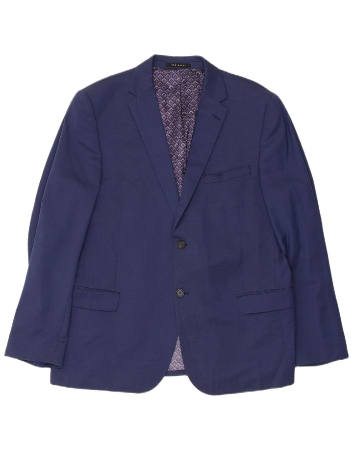 Giacca blazer da uomo a 2 bottoni Ted Baker US 44 2XL lana blu