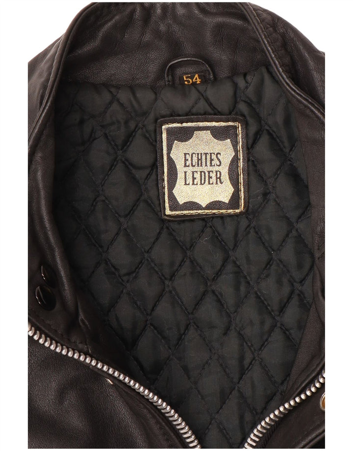 Giacca in pelle militare da uomo VINTAGE IT 54 2XL Pelle nera