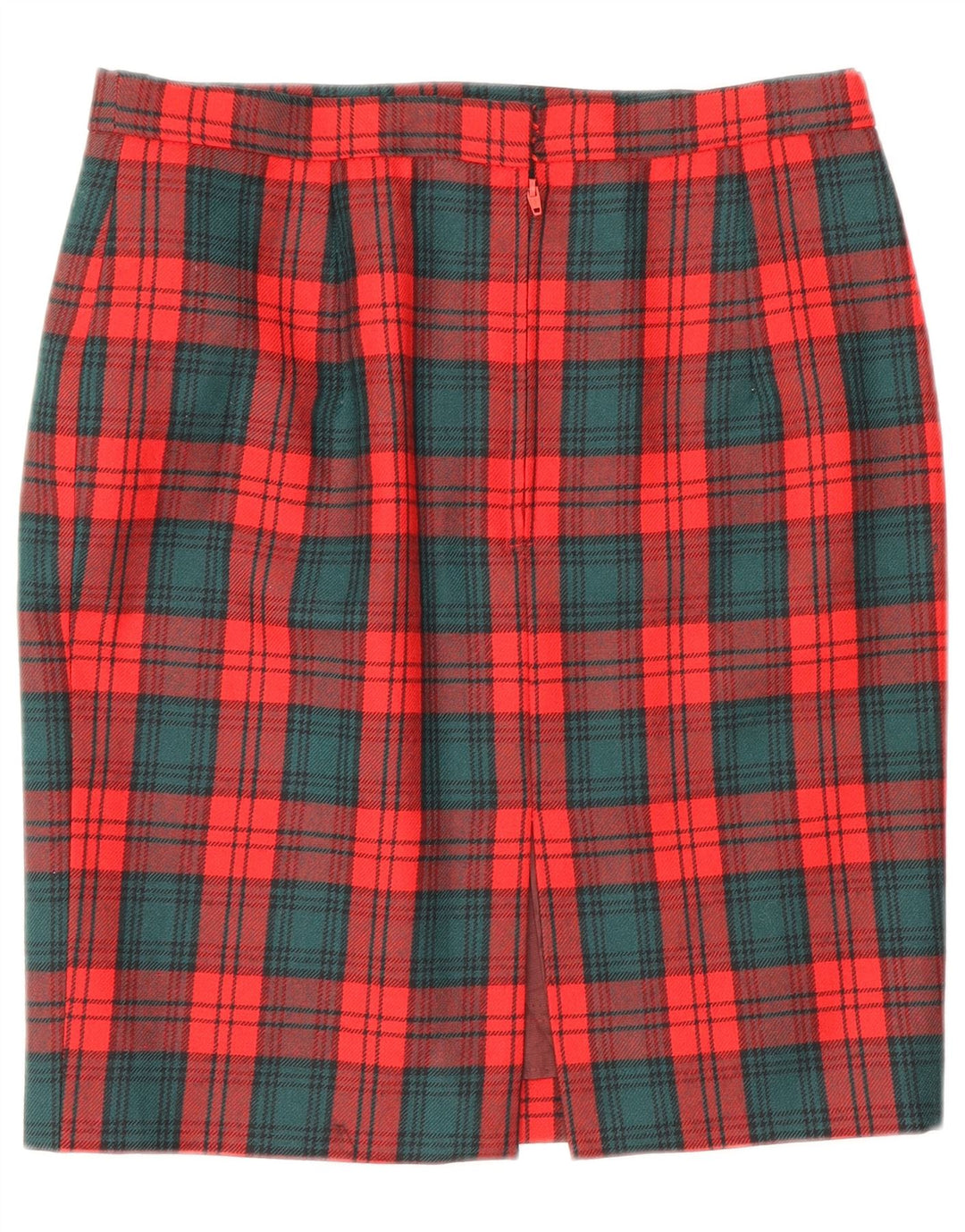 Gonna tubino vintage da donna W28 scozzese medio rosso