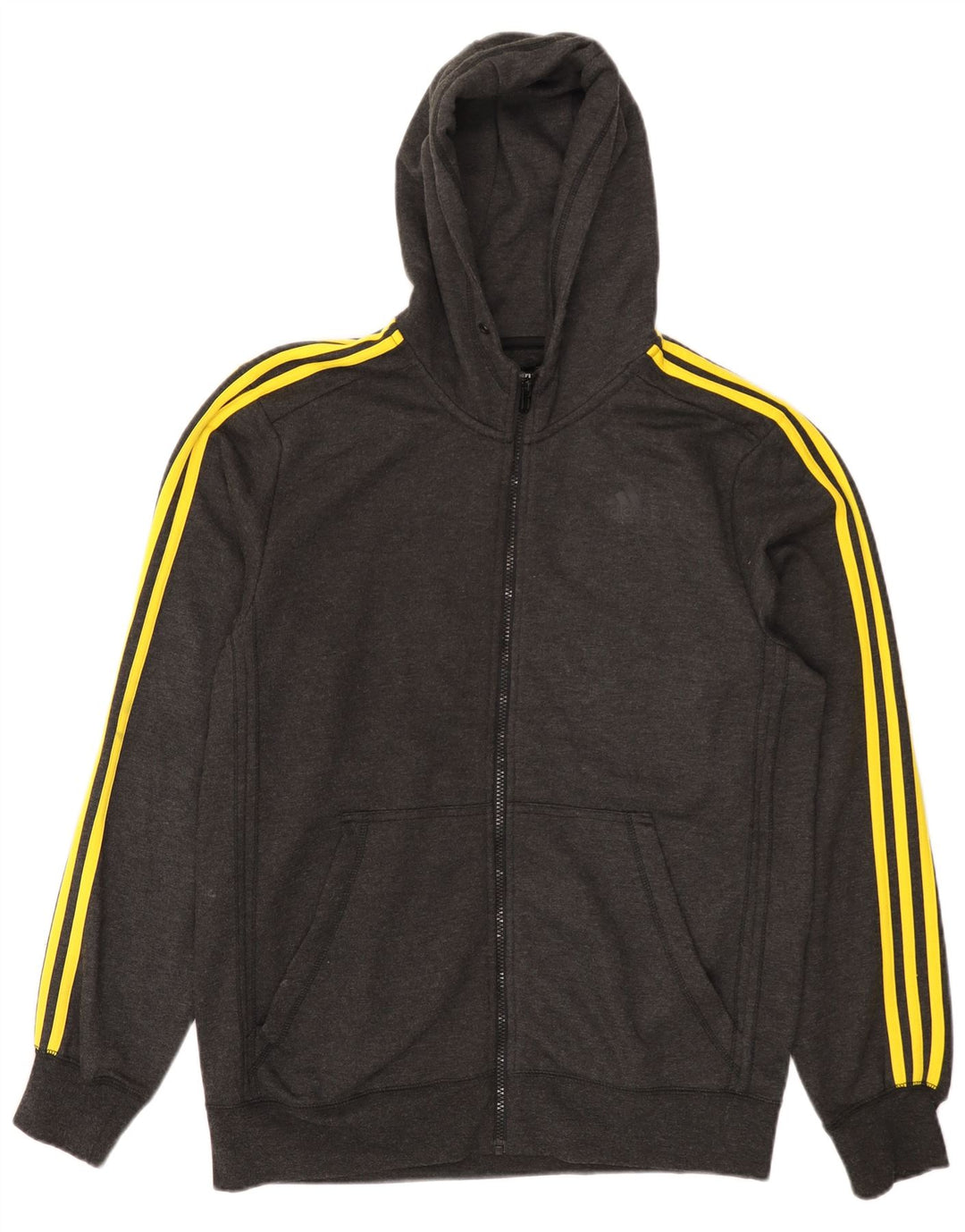 Maglione con cappuccio e zip da uomo Adidas grande in poliestere grigio