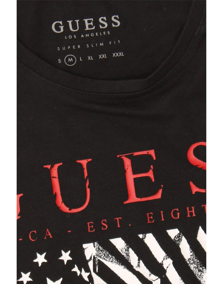 GUESS Womens Slim Fit Graphic T-Shirt Top UK 14 Medium Black Vintage Guess and Second-Hand Guess from Messina Hembry 