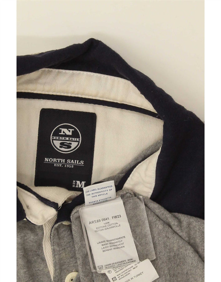 Polo da rugby da uomo a maniche lunghe North Sails in cotone grigio medio