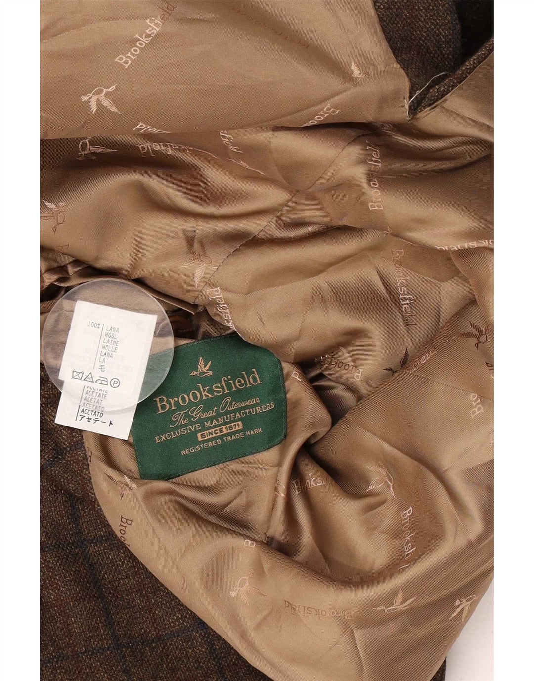 Giacca blazer a 3 bottoni da uomo Brooksfield UK 40 grande lana a quadri marroni