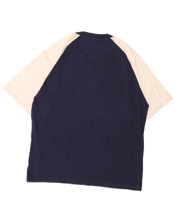 T-shirt grafica da uomo Fila Top Large in cotone color block blu navy