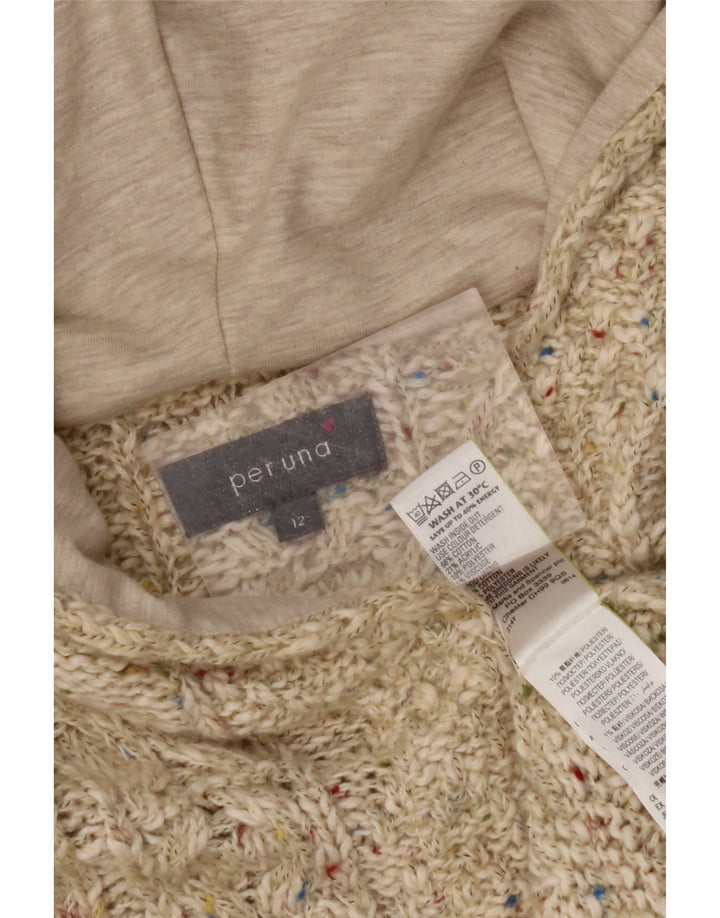 Maglione cardigan con cappuccio da donna PER UNA UK 12 Cotone screziato beige medio