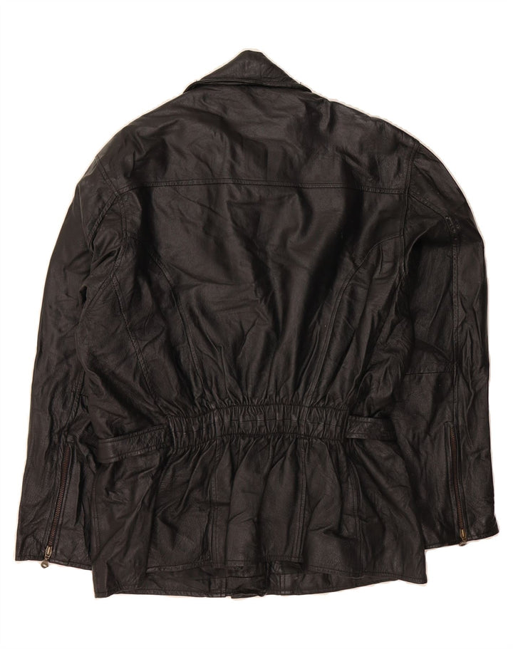 VINTAGE Womens Leather Jacket EU 42 Large Black Leather Vintage Vintage and Second-Hand Vintage from Messina Hembry 