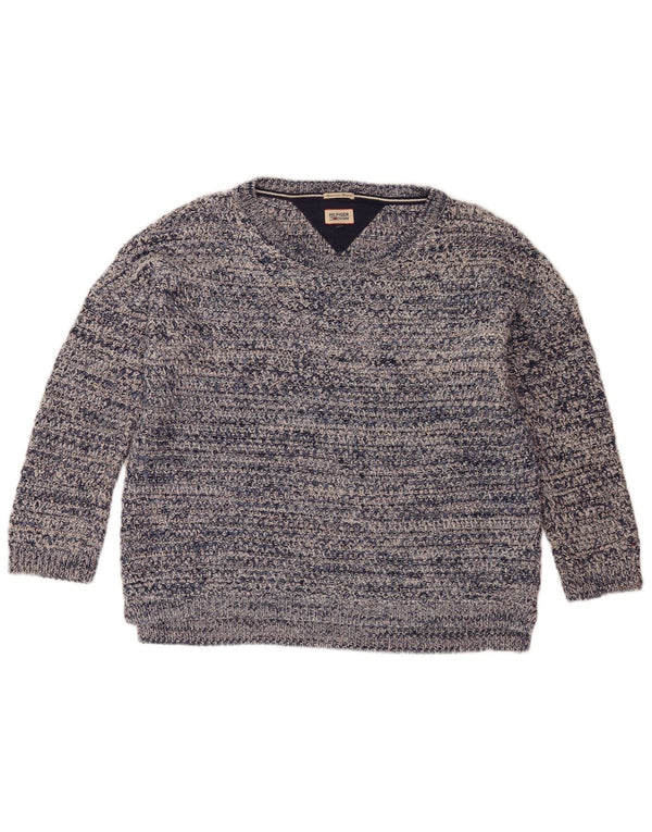 Maglione maglione con scollo a barca da donna Tommy Hilfiger UK 14 Blu medio chiazzato
