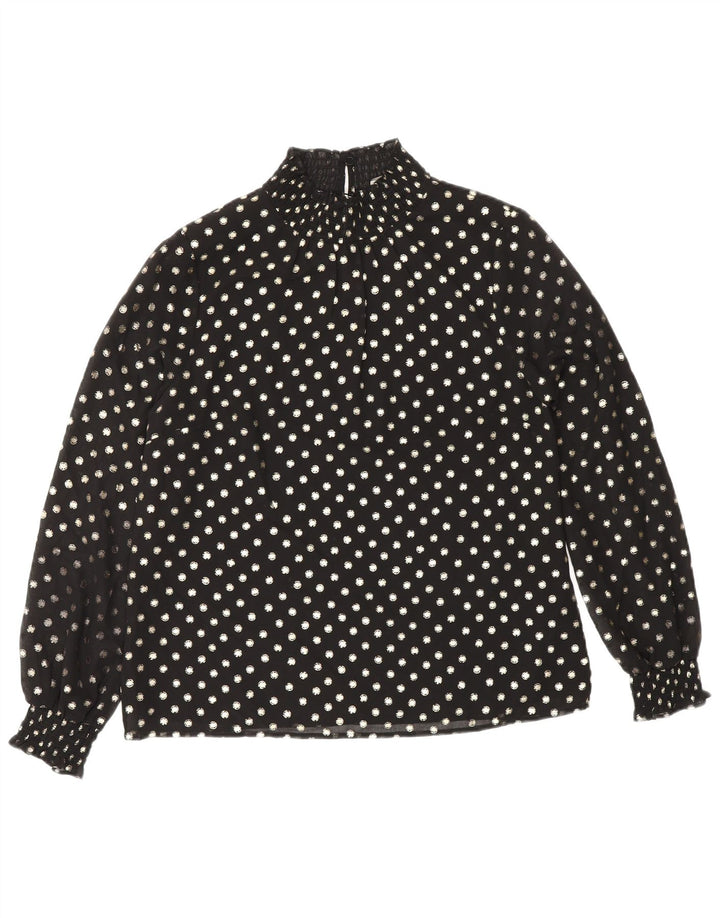 Camicetta a maniche lunghe da donna Oasis UK 12 Poliestere maculato nero medio