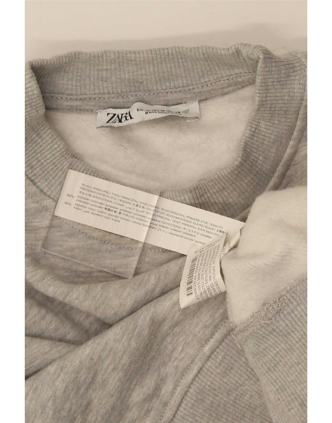Felpa corta da donna Zara UK 14 Poliestere grigio medio