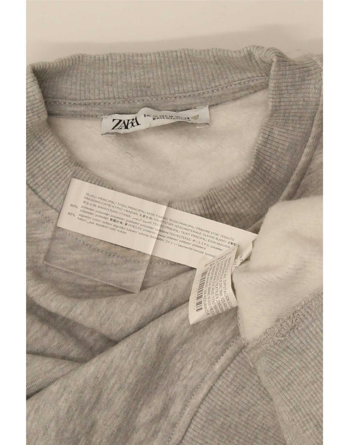Felpa corta da donna Zara UK 14 Poliestere grigio medio