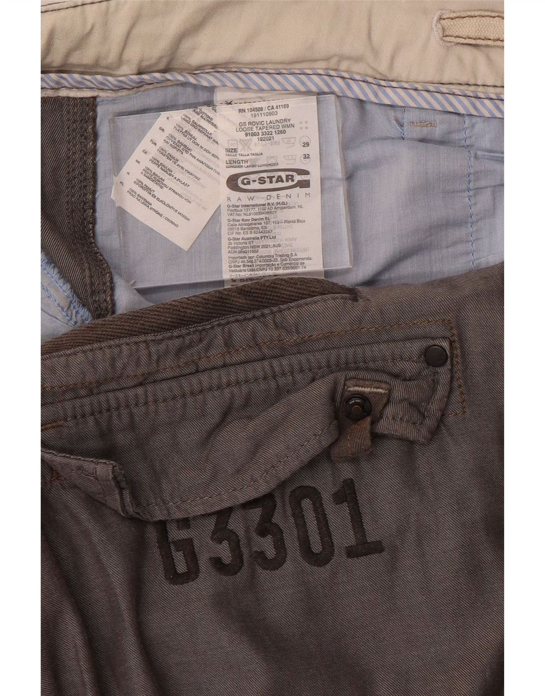 Pantaloni cargo slim da uomo G-Star W29 L32 in cotone grigio