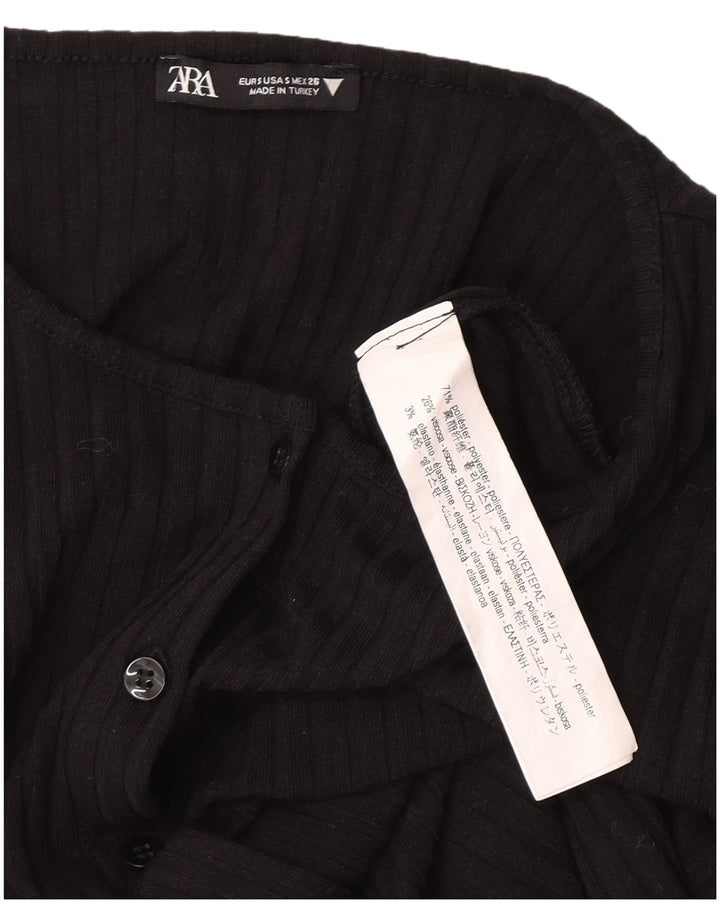 Maglione cardigan lungo da donna Zara UK 8 piccolo poliestere nero