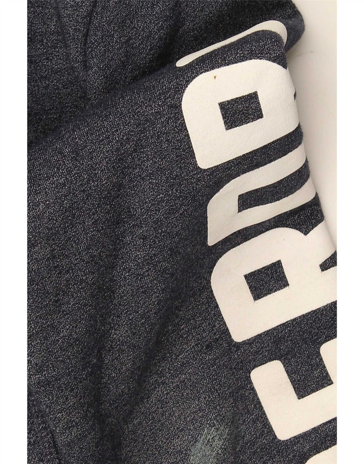 Maglione con cappuccio e zip grafica da uomo Superdry grande in cotone grigio