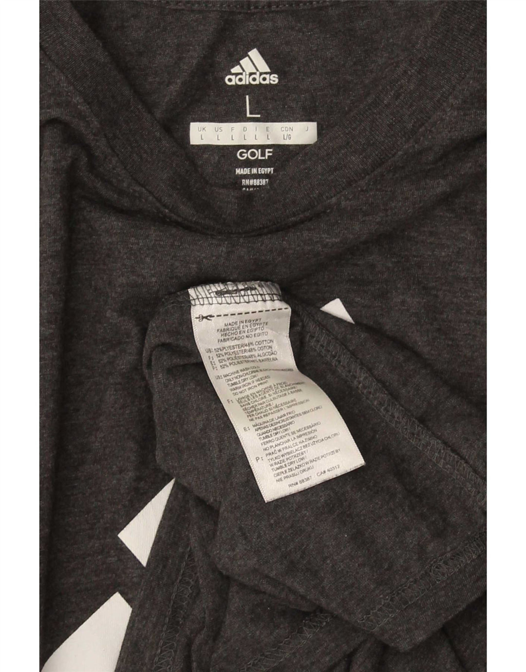 T-shirt grafica da golf da uomo Adidas Top grande in cotone grigio