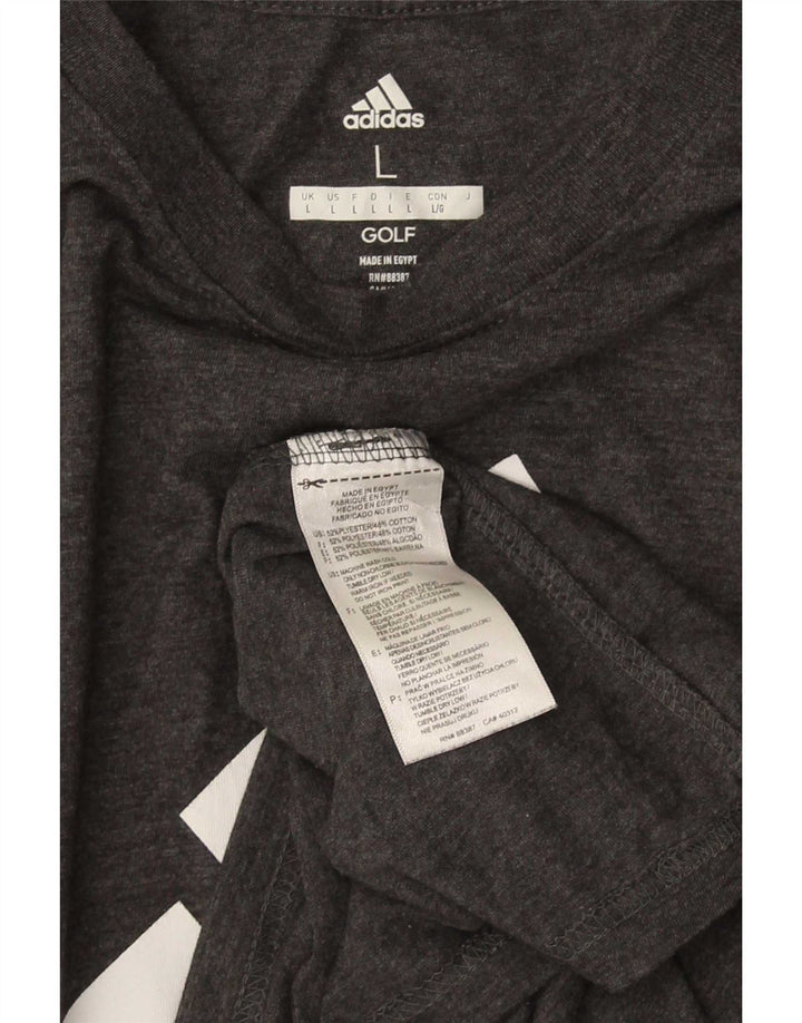 T-shirt grafica da golf da uomo Adidas Top grande in cotone grigio