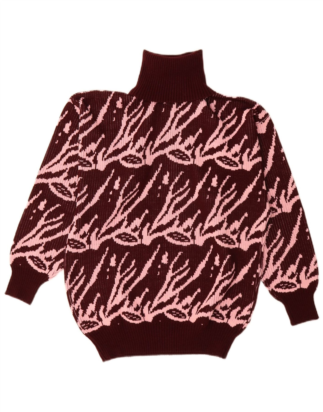 Maglione vintage da donna con collo alto e collo alto UK 16 grande marrone