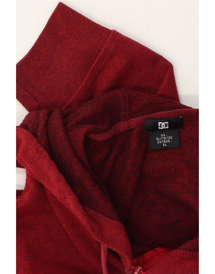 Felpa con cappuccio e zip DC da uomo XL rossa screziata
