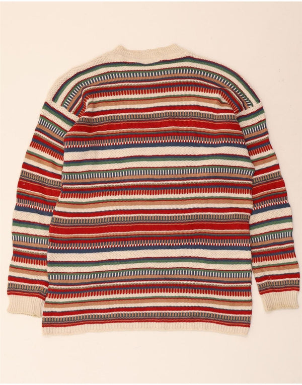 Maglione girocollo da uomo VINTAGE acrilico medio a righe multicolore