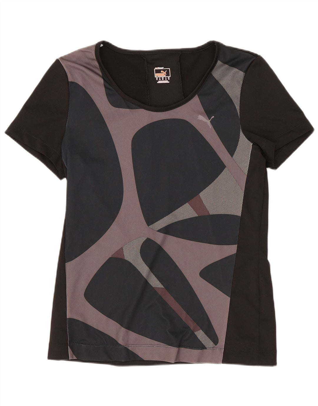 T-shirt da donna Puma UK 12 Medium Nero Poliestere geometrico