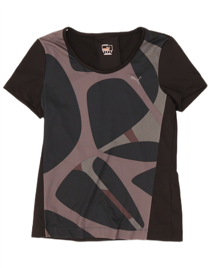 T-shirt da donna Puma UK 12 Medium Nero Poliestere geometrico