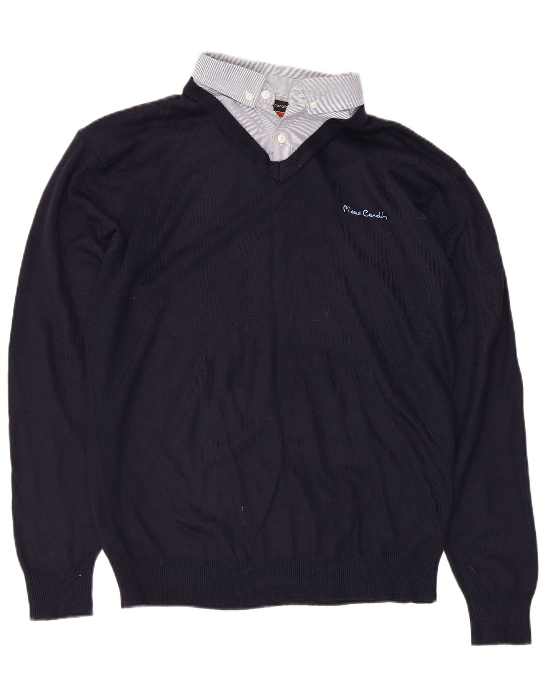 Maglione da uomo con scollo a V Pierre Cardin medio acrilico blu navy