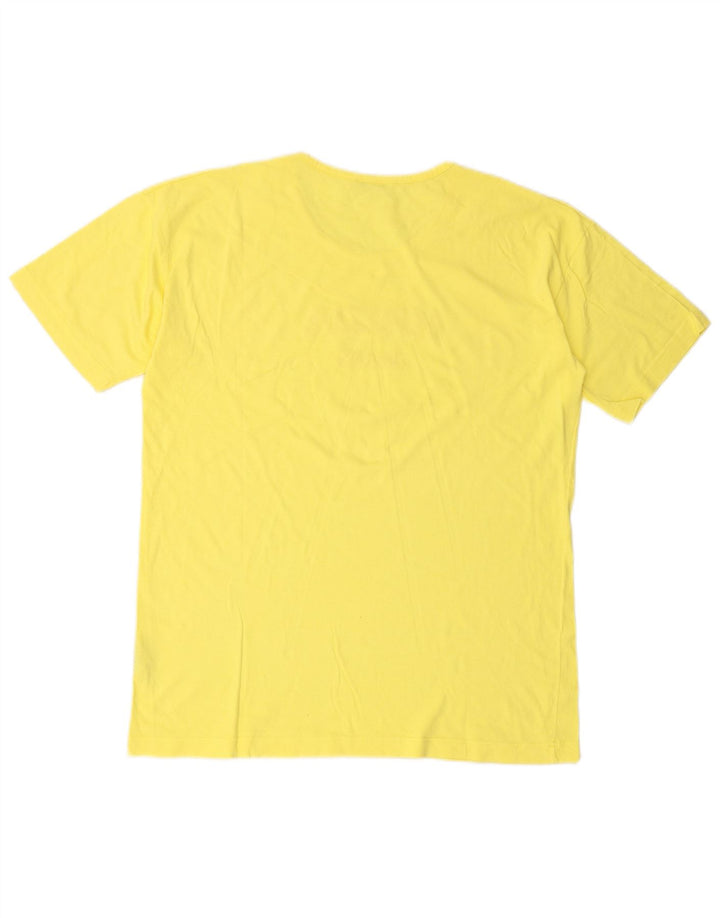 KRIZIA T-shirt grafica da donna Top UK 16 grande cotone giallo