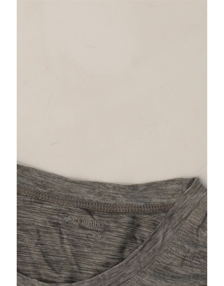 COLUMBIA Mens Omni-Tech T-Shirt Top Medium Grey Pinstripe Polyester Vintage Columbia and Second-Hand Columbia from Messina Hembry 