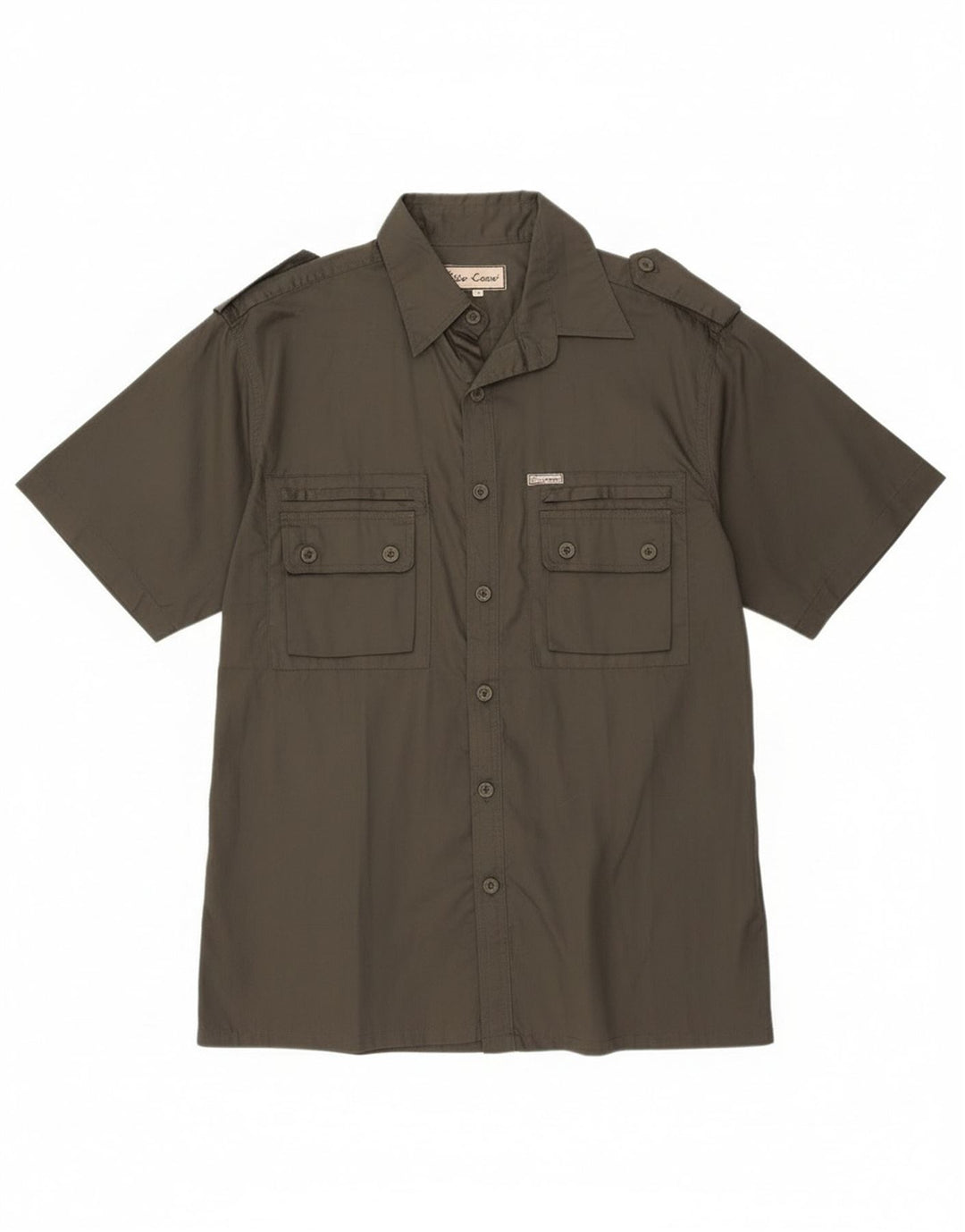 ESSE EMME Camicia militare a maniche corte da uomo in cotone kaki medio