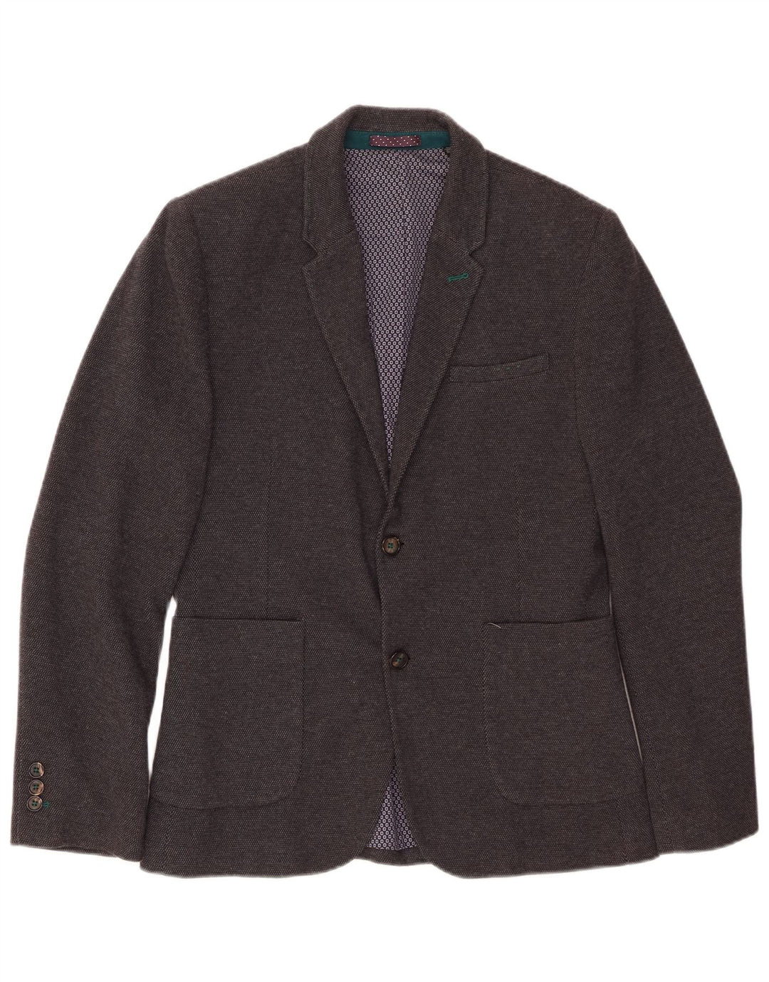 TED BAKER Giacca blazer da uomo a 2 bottoni taglia 3 cotone grigio medio