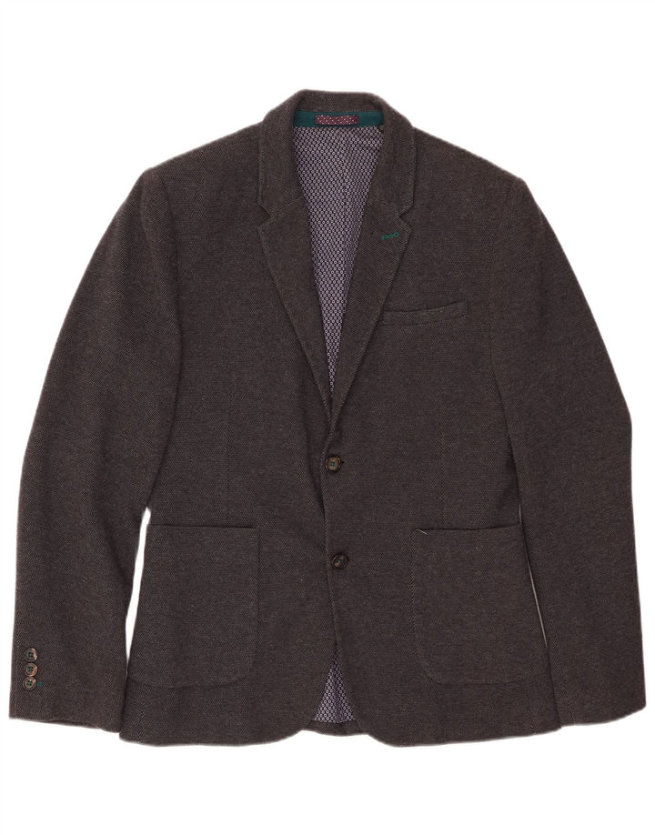 TED BAKER Giacca blazer da uomo a 2 bottoni taglia 3 cotone grigio medio