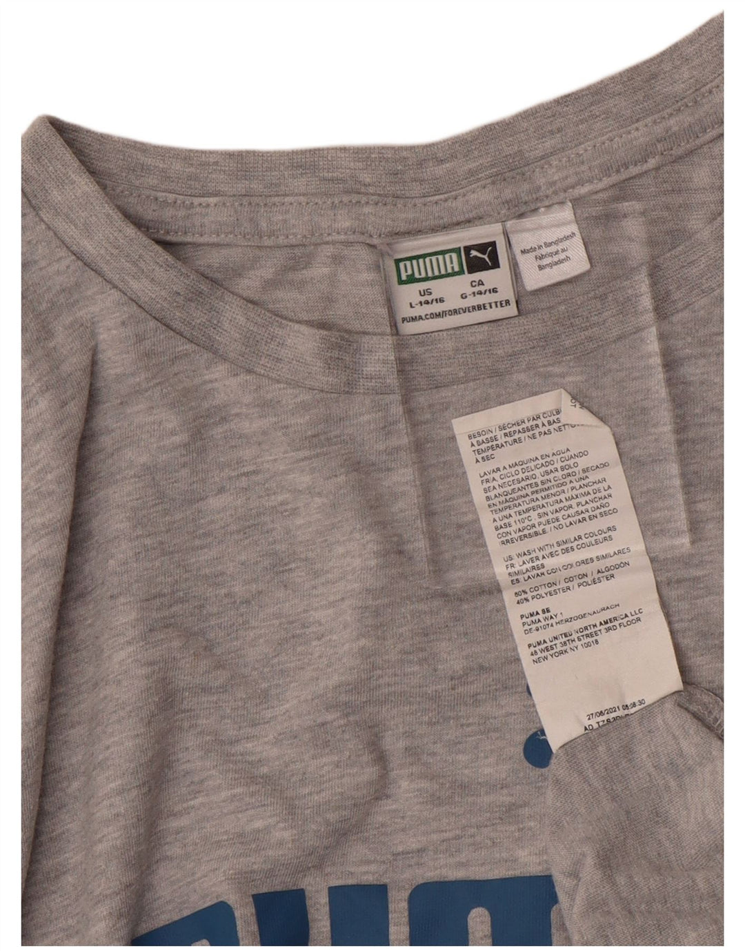 T-shirt grafica PUMA da bambino 14-15 anni, grande, in cotone grigio