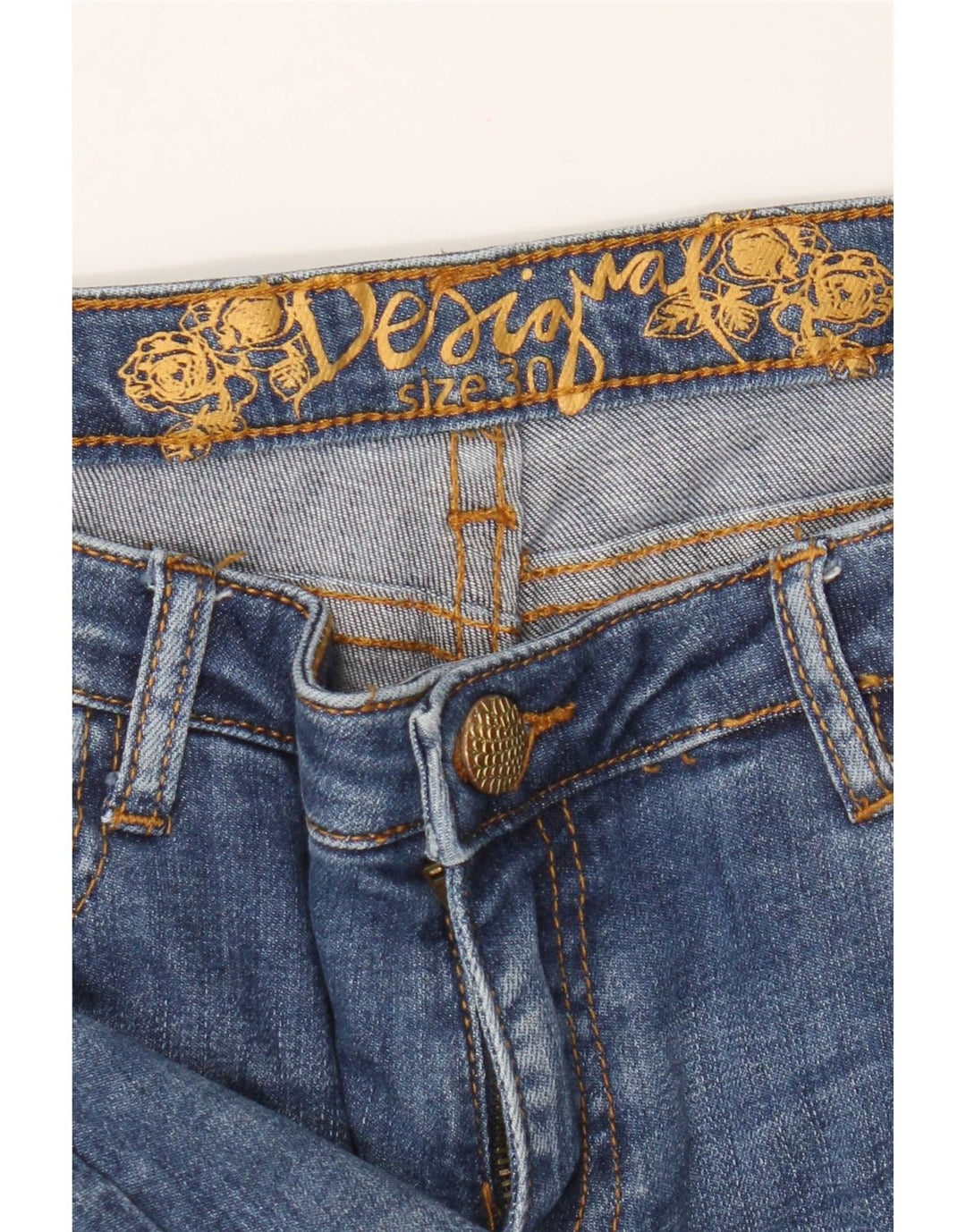 Jeans slim da donna Desigual W30 L28 blu floreale