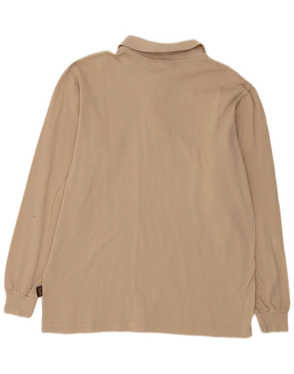 Polo da uomo a maniche lunghe Rifle in cotone beige medio