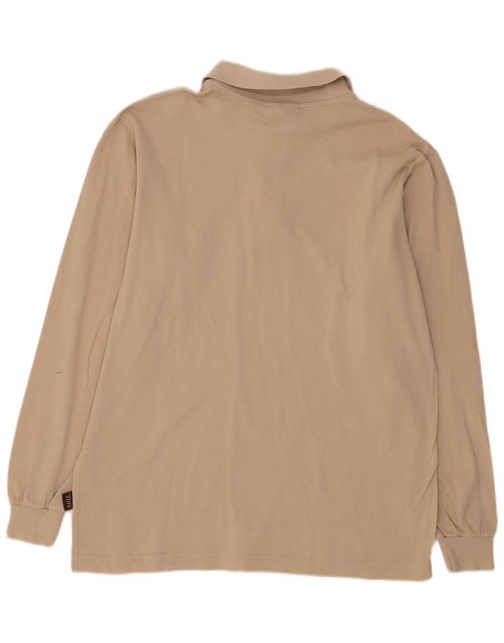 Polo da uomo a maniche lunghe Rifle in cotone beige medio