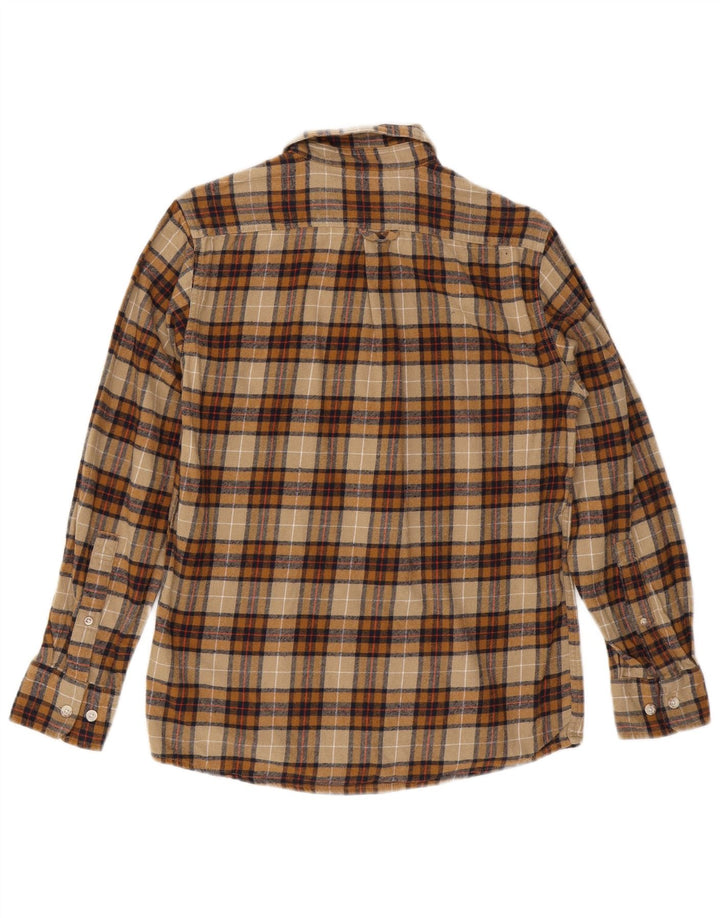 EDDIE BAUER Camicia da uomo in flanella di cotone a quadri beige piccolo