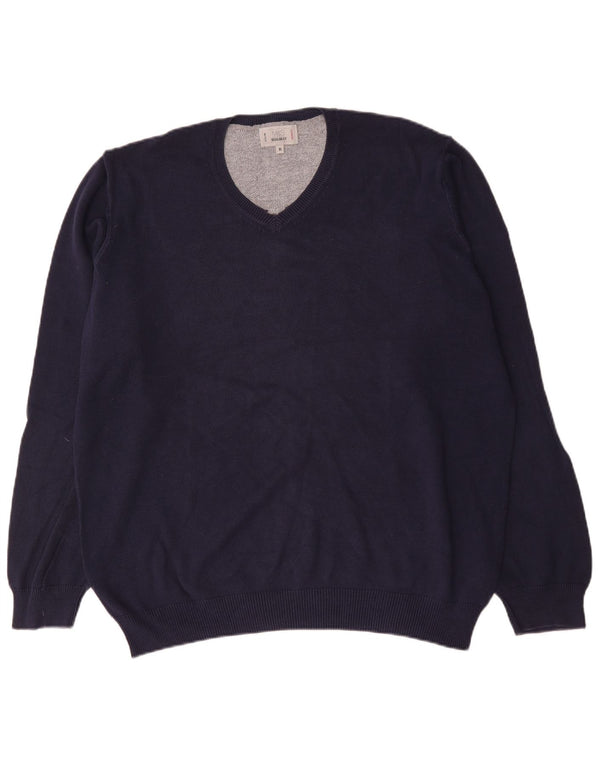 Maglione da uomo Marks & Spencer vestibilità regolare con scollo a V XL in cotone blu navy