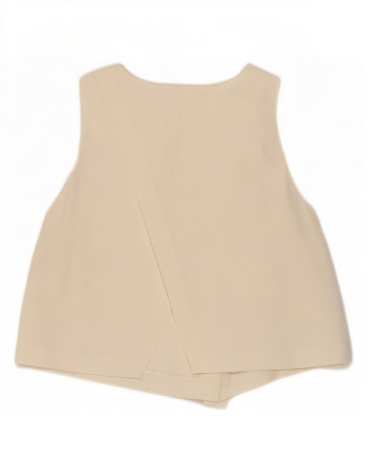 Top corto senza maniche da donna Zara in camicetta UK 12 viscosa bianco sporco medio