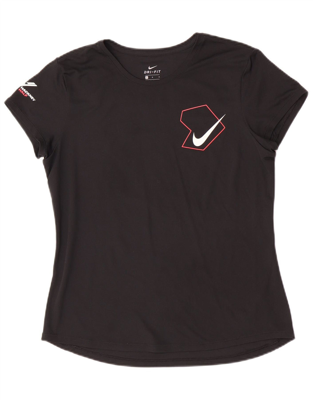 T-shirt grafica Nike Dri Fit da donna, taglia UK 16, grande, poliestere nero